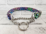 Rainbow Cheetah 3/4" Small Chain Martingale Collar 10"-15"