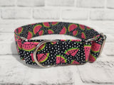 Watermelon Polka Dot 1.5" Medium Martingale Collar 12"-19"