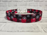 Snowflakes on Plaid 1.5" XL Chain Martingale Collar 17"-28"