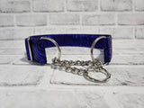 Metallic Purple Snowflakes 1.5" Large Chain Martingale Collar 17"-24"