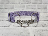 Tiny Purple Roses 1.5" Large Chain Martingale Collar 17"-24"