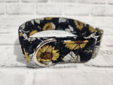 Vintage Sunflower 1.5" Medium Martingale Collar 12"-19"