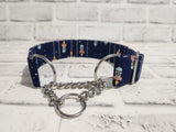 Rocket Ship 1.5" Medium Chain Martingale Dog Collar 12"-19"