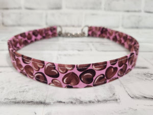 Chocolate Hearts 1" XL Chain Martingale Collar 20"-29"