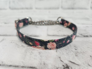 Boho Floral 1/2" X-Small Chain Martingale Collar  9"-11"