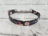 Boho Floral 1/2" X-Small Chain Martingale Collar  9"-11"