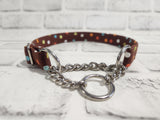 Autumn Polka Dot 3/4" Medium Chain Martingale Collar 12"-19"