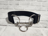 Black 1.5" Medium Nylon Chain Martingale Collar 12"-19"