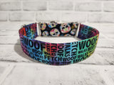Rainbow and Black Two-tone 1.5" Medium Martingale Collar 12"-19"