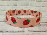 Strawberries 1.5" Large Martingale Dog Collar 17"-24"