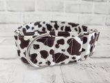 Brown Cow Print 2" Medium Martingale Collar 12"-19"