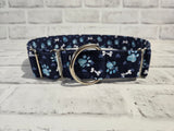 Paws & Bones Blue 1.5" XL Martingale Collar 19"-28"