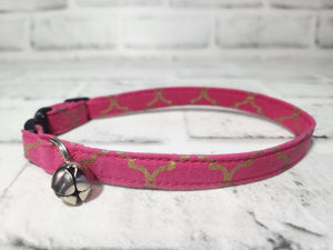 Pink and Gold Cat Collar 3/8"