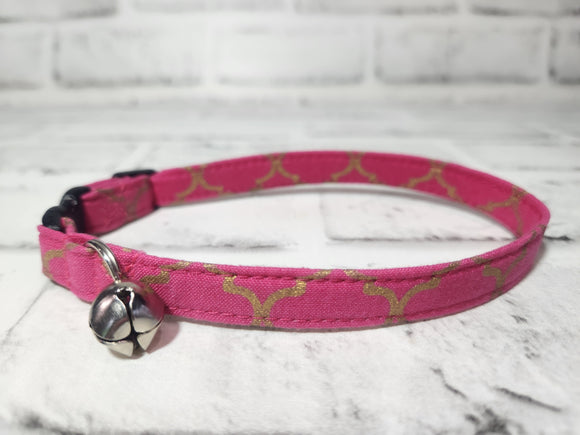 Pink and Gold Cat Collar 3/8