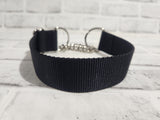 Black 1.5" Medium Nylon Chain Martingale Collar 12"-19"