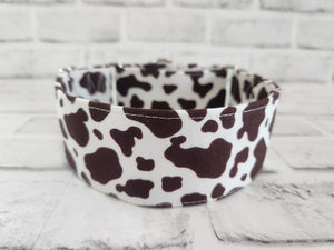 Brown Cow Print 2" Medium Martingale Collar 12"-19"