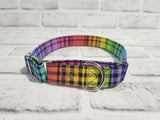 Rainbow Plaid 1" Medium Martingale Collar 12"-19"