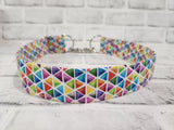 Rainbow Mosiac 1.5" XL Chain Martingale Collar 17"-28"