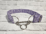 Tiny Purple Roses 1.5" XL Chain Martingale Collar 17"-28"
