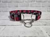 Snowflakes on Plaid 1.5" XL Chain Martingale Collar 17"-28"