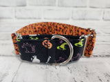 Halloween Pumpkins Two-Tone 1.5" Small Martingale Collar 10"-15"
