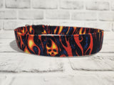 Flaming Skulls 1.5" XL Buckle Dog Collar 18"-30"