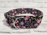 Here To F*ck Sh*t Up Floral 1.5" Medium Martingale Collar 12"-19"
