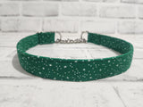 White Stars on Green 1" Large Chain Martingale Collar 17"-24"