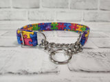Puzzle Peice 1" Medium Chain Martingale Collar 12"-19"