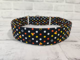 Polka Dot Candy Corn 1.5" Large Martingale Dog Collar 17"-24"