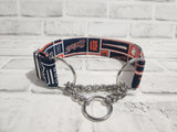 Detroit Baseball 1.5" Medium Chain Martingale Dog Collar 12"-19"