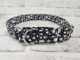 Daisies on Black 1.5" XL Martingale Collar 19"-28"