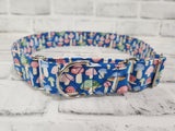 Mushrooms and Snails 1.5" XL Martingale Collar 19"-28"
