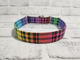 Rainbow Plaid 1" Medium Martingale Collar 12"-19"