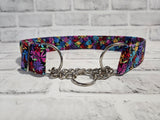 Tropic Colored Florals 1.5" XL Chain Martingale Collar 17"-28"