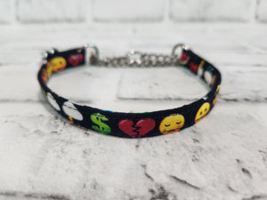 Emoji 1/2" X-Small Chain Martingale Collar  9"-11"