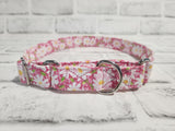 Pink Daisy 1" Large Martingale Collar 17"-24"