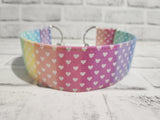 Pastel Rainbow Hearts 2" Large Chain Martingale Collar 17"-24"