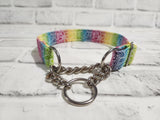 Rainbow Floral Doodle 1" Medium Chain Martingale Collar 12"-19"