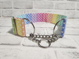 Pastel Rainbow Hearts 2" Large Chain Martingale Collar 17"-24"