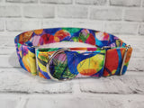 Modern Rainbow Leaves 2" XL Martingale Dog Collar 17"-28"
