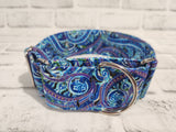 Blue and Purple Paisley 2" Medium Martingale Collar 12"-19"