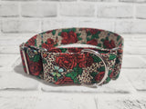 Leopard Print Roses 2" Large Martingale Dog Collar 17"-24"