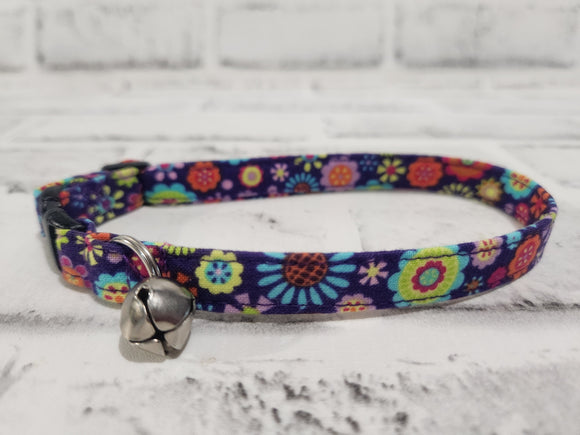 Purple Floral Cat Collar 3/8