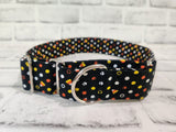 Polka Dot Candy Corn 1.5" Large Martingale Dog Collar 17"-24"
