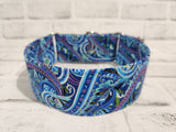 Blue and Purple Paisley 2" Medium Martingale Collar 12"-19"