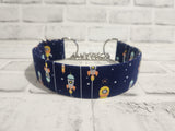 Rocket Ship 1.5" Medium Chain Martingale Dog Collar 12"-19"