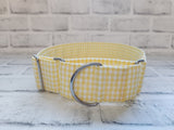 Yellow and White Gingham 2" Large Martingale Dog Collar 17"-24"