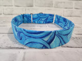 Blue Waves 1.5" Large Martingale Dog Collar 17"-24"