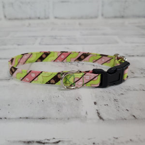 Green Brown Pink 1/2" X-Small Buckle Collar  7"-11"